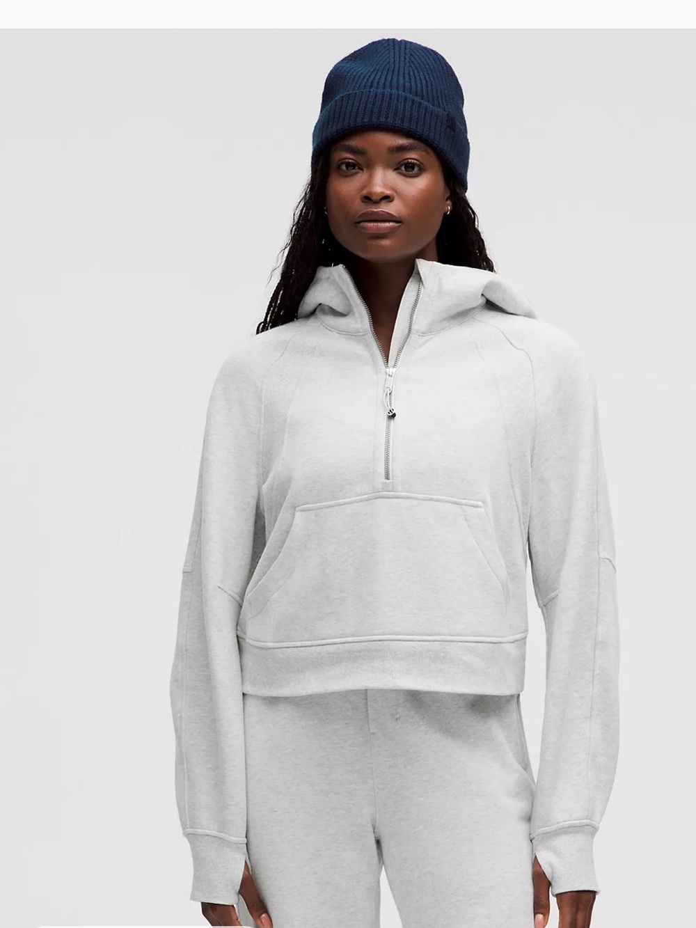 lululemon athletica Women's Heathered Core Ultra Light Grey Half-Zip Hooded